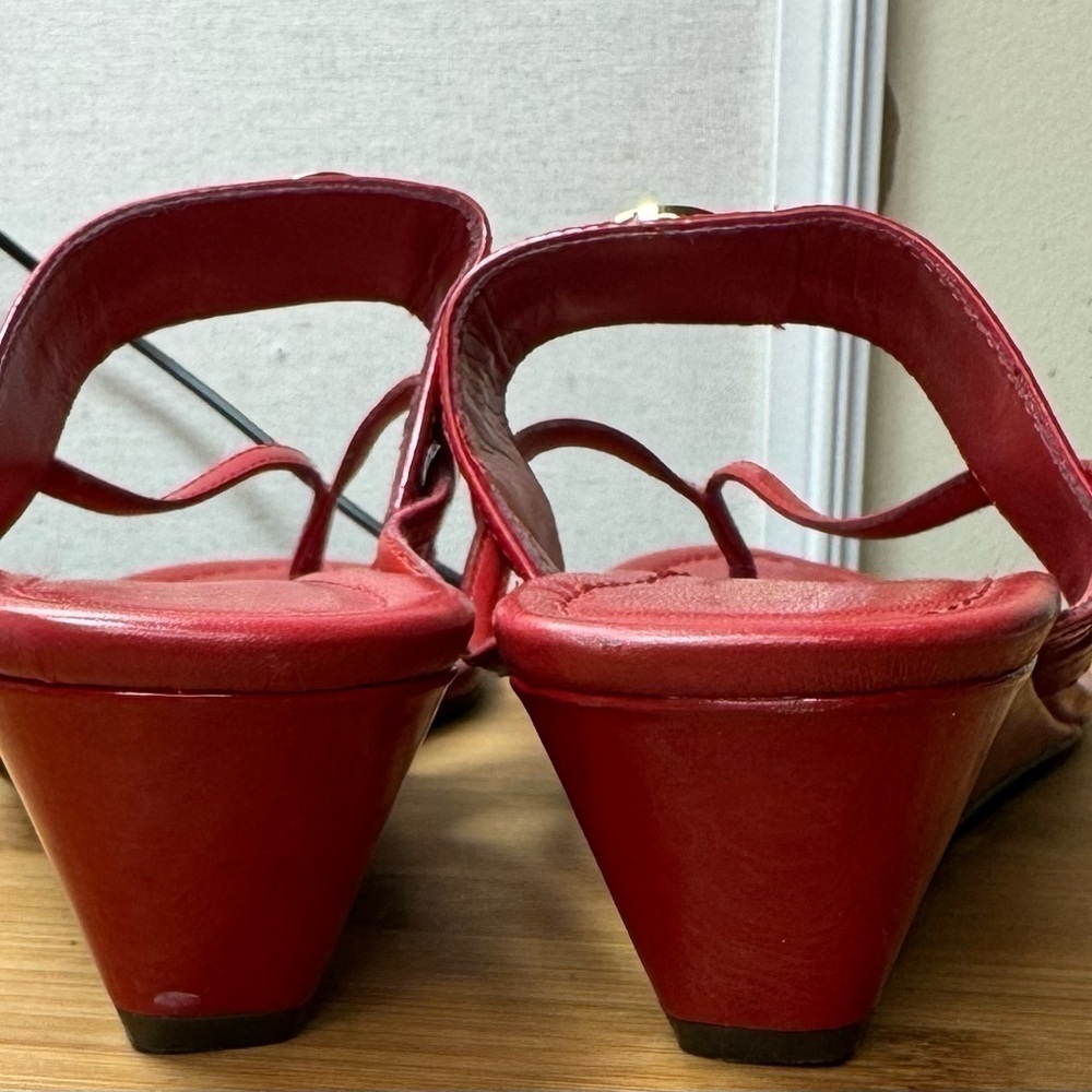 GUC Ralph Lauren Red Leather Sandals Size 6.5 - Picture 4 of 8